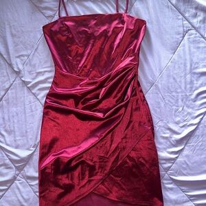 Windsor Red  Satin Mini Dress